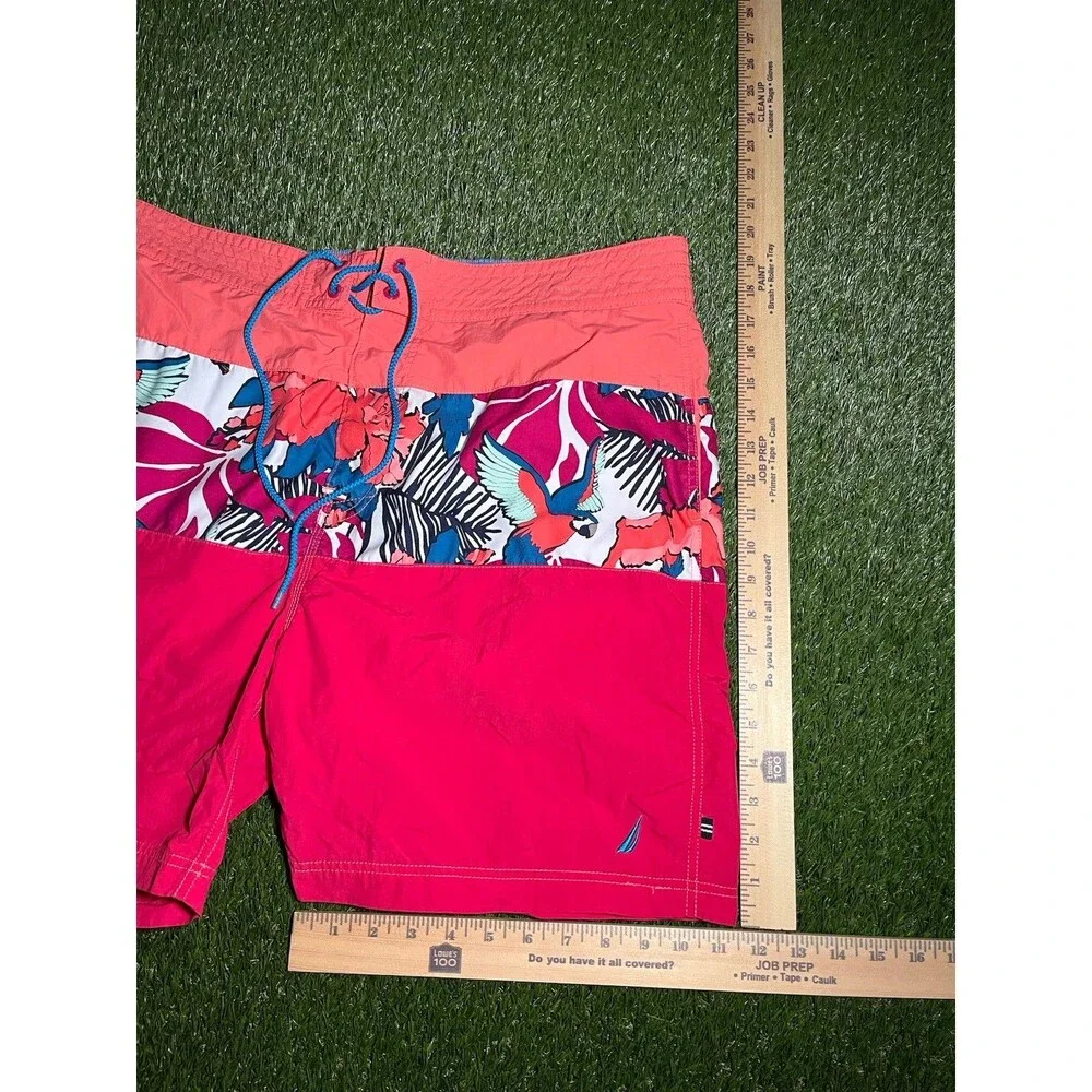 Coral and Pink Nautica Floral Mens Swim Trunks Size XL